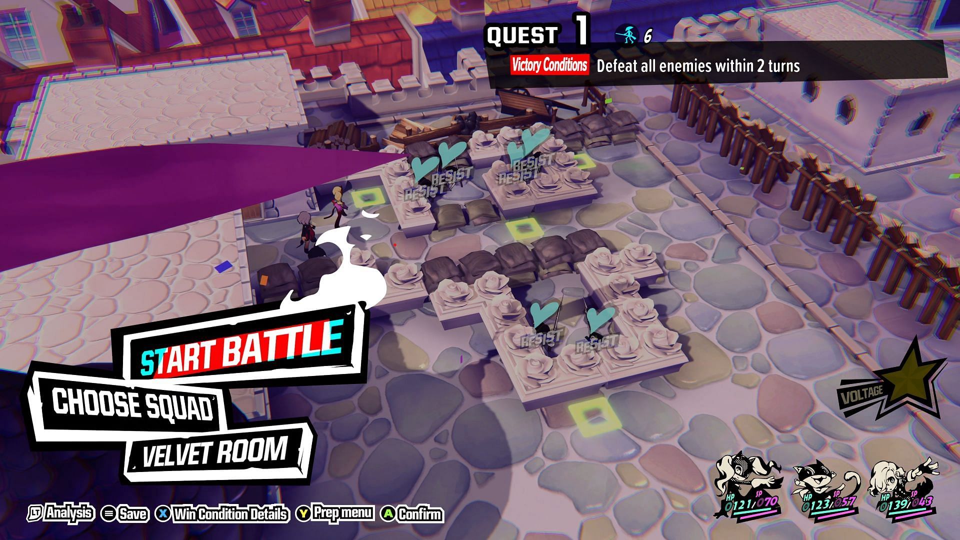 Quest 1: Quietly Storming the Castle (Image via Persona 5 Tactica)